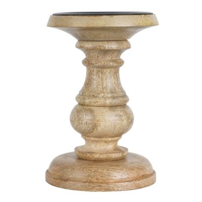 Ashland Wood Carved Pillar Candle Holder