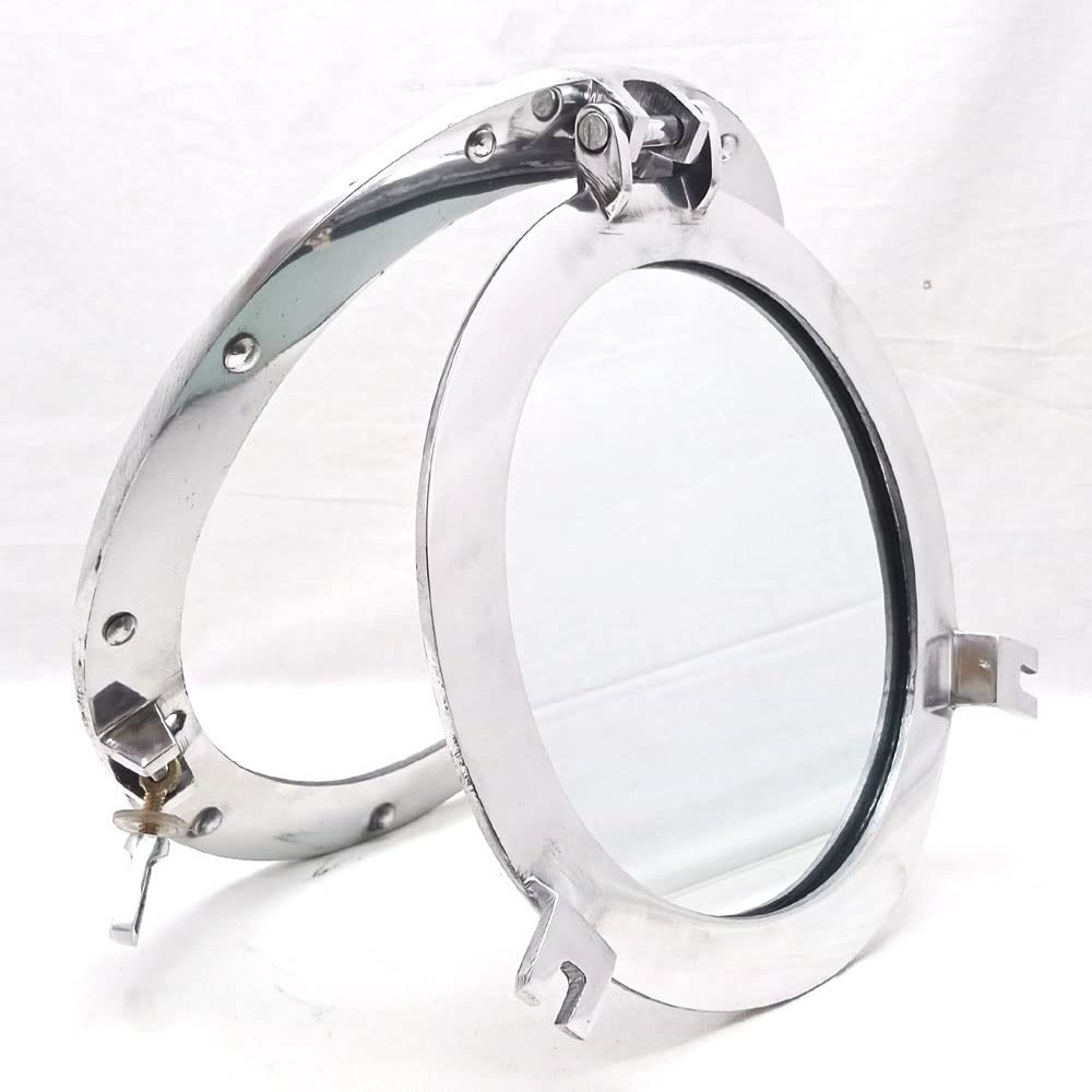 A HALLOWEEN STORE 12" Metal Crafted Aluminum Nautical Ship's Porthole Bathroom Decor Wall Mirror
