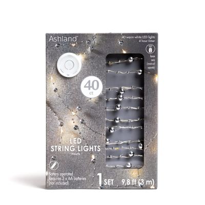 Ashland 40ct. Warm White Silver Pearl LED String Lights