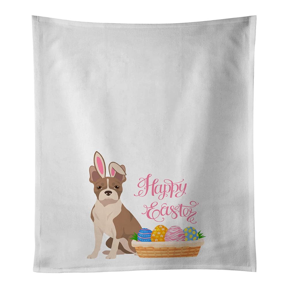Caroline's Treasures WDK4946WTKT Fawn Boston Terrier Easter White Kitchen Towel Set of 2 Dish Towels Decorative Bathroom Hand Towel for Hand, Face, Hair, Yoga, Tea, Dishcloth, 19 X 25, White