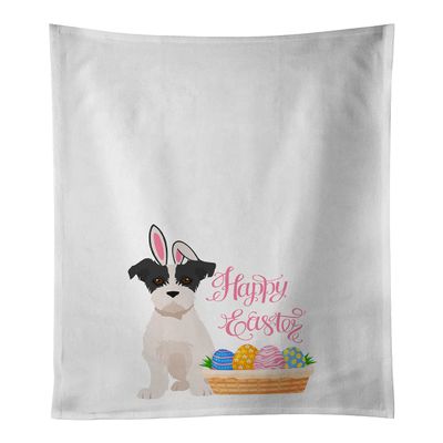 Caroline's Treasures WDK5045WTKT Black White Wirehair Jack Russell Terrier Easter White Kitchen Towel Set of 2 Dish Towels Decorative Bathroom Hand towel for Hand, Face, Hair, Yoga, Tea, Dishcloth, 19