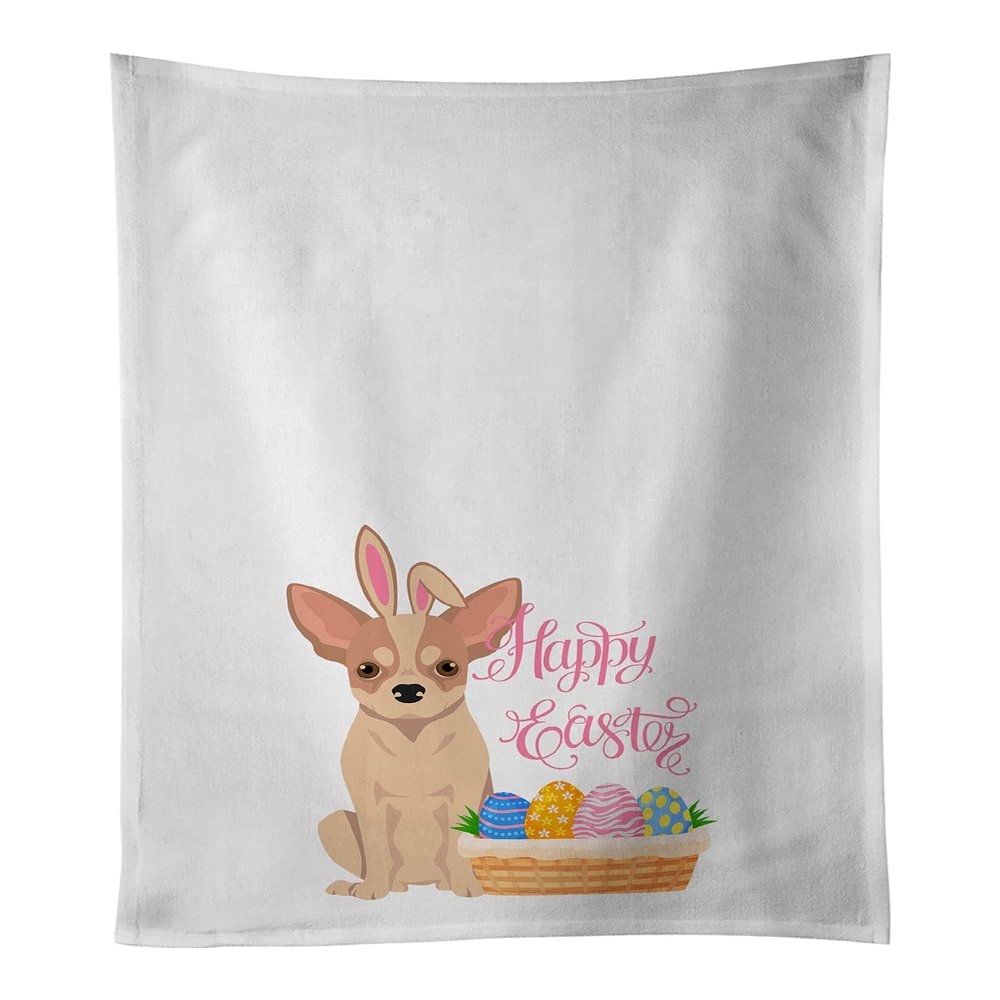 Caroline's Treasures WDK4993WTKT Fawn and White Chihuahua Easter White Kitchen Towel Set of 2 Dish Towels Decorative Bathroom Hand Towel for Hand, Face, Hair, Yoga, Tea, Dishcloth, 19 X 25, White