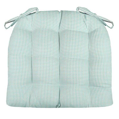 Barnett Home Decor Madrid Aqua Dining Chair Pad with Ties - Medium Size 18 Chair Cushion - Latex Foam Fill - Machine Washable, Reversible, 100% Cotton, Made in USA (Turquoise Gingham)