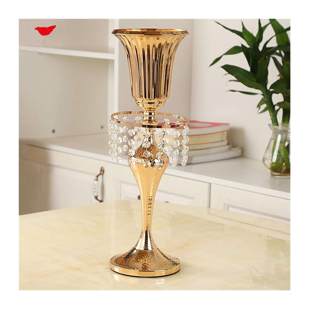 Vases for Flowers 50cm Elegant Metal Vase Gold Color Wedding Crystal Candelabras Metal Candlesticks Flower Bowl for Wedding Unique Flower Vase (Color : A1)