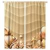 Starfish Curtains, Shoreline with Sand and Various Shells Tropical Aquatic Wildlife Theme, Window Curtains 2 Panel Set for Bedroom Living Room Kitchen Cafe Decor, 55x63 Inch. view 1