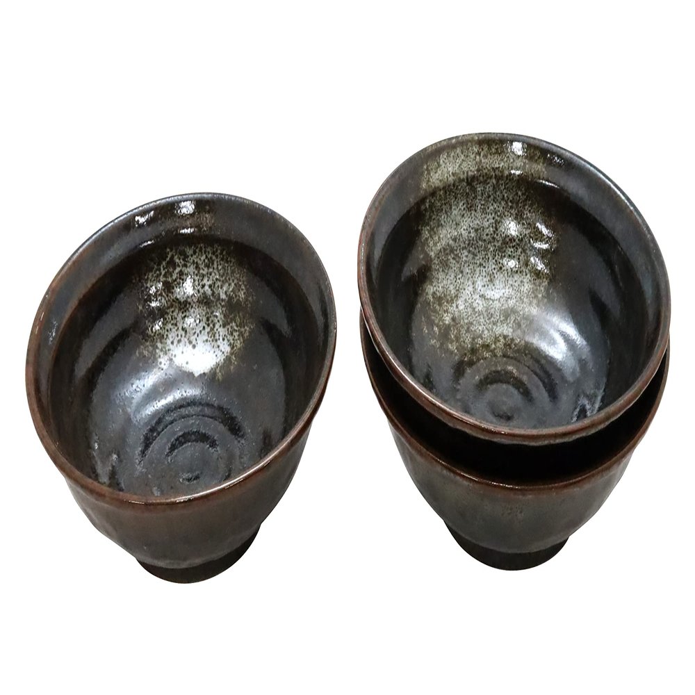 [Amazon.co.jp Exclusive] Commercial Set - One Piece of Ramen! Specialty Artisan's Utensil, Stone Shape, Ramen Bowl, Oil Droplet Crystal, 6.3 Ramen, 3 Pieces