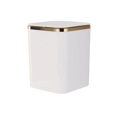 Trash Can Desktop Trash Can Square with Lid Large Capacity Trash Can for Study Desk Desk Bedside Table Coffee Table Trash Can Wastebasket (Color : Gold)