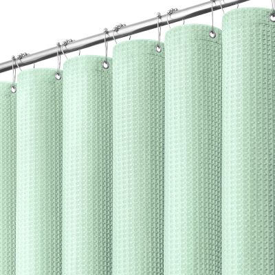 Dynamene Long Waffle Shower Curtain 256 GSM Heavy Fabric 72x78 Mint Green