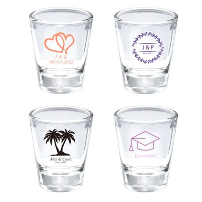 24PCS Clear Wedding Favor Shot Glasses for Guests Personalized Printed Glasses Bulk, Custom Shot Glasses Gifts for Men & Women on Wedding, Birthday, Customed Shot Glasses for Groomsman, Bridesmaid