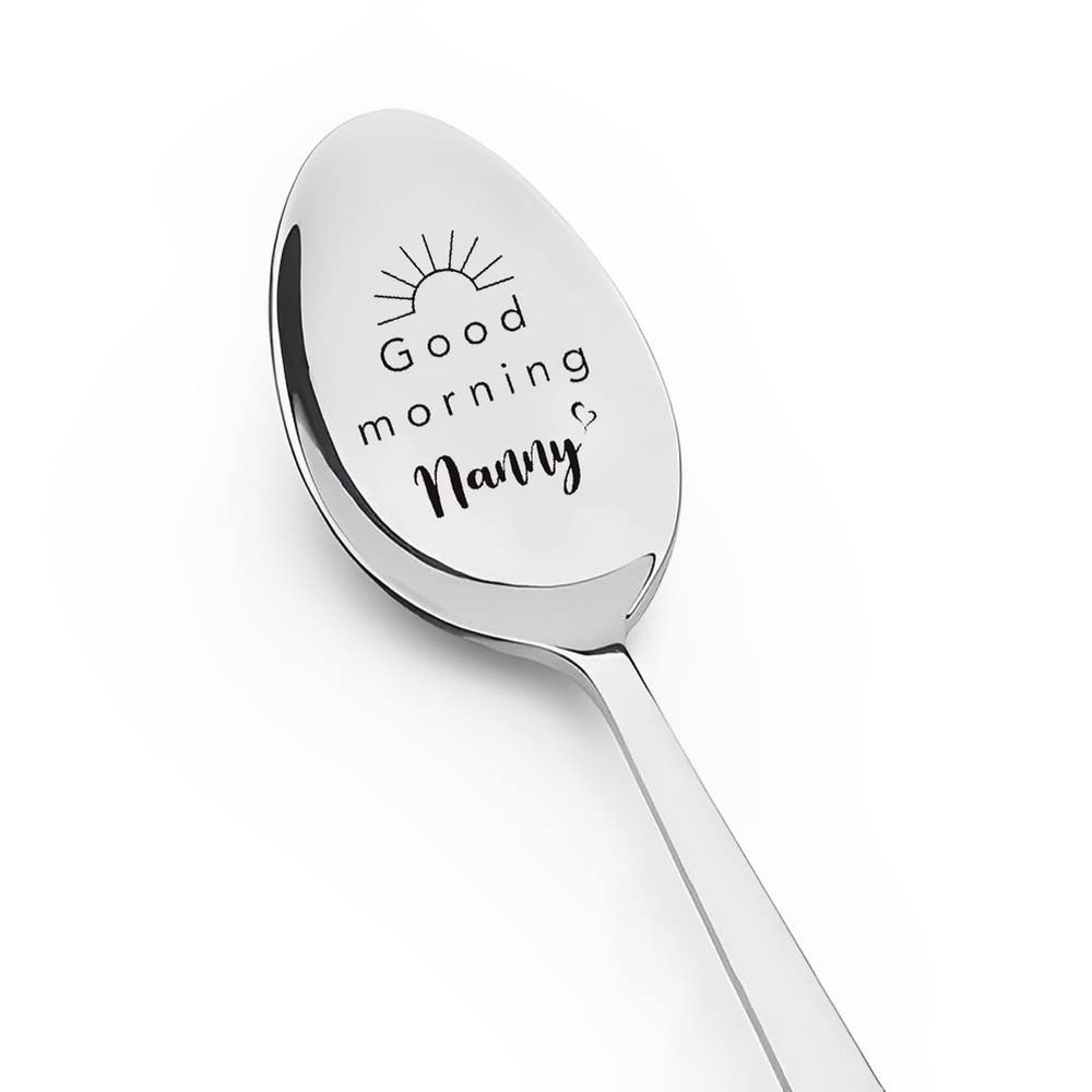 Good Morning Nanny Spoons Gift for Grandma Nana Gifts for Mothers Day Birthday Gift for Nana Grandmother Tea Coffee Spoon for Grandma Nanny Gifts from Grandchildren Grandkids