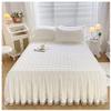 OTBK 3 Piece Set Bed Skirt Ruffle Wrap Thick Quilting Bedspread Fitted Sheet Cover Bed Skirt Full King Queen Bedcover Lace Pillowcases (Color : Milk White, Size : 180x200cm) view 1