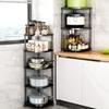 Rotating Shelf Kitchen Storage Rack Vegetable Rack Corner Shelf Metal Storage Shelves Heavy Duty Height Steel Standing Pot Rack view 3