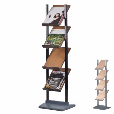 Magazine Rack 4 Layer Magazine Holder Vertical Rack, Commercial Leaflets Brochure Display Stand for School Libraries, Portable Publicity Storage Racks