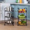 Storage Rack Kitchen Fruit Vegetable Rack 3 Tier Rolling Fruit Basket with Wheels Multifunctional Fruit and Vegetable Storage Rack Rolling Storage Cart Trolley Kitchen Shelf for Kitchen Bathroom Livin view 2