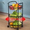Storage Rack Kitchen Fruit Vegetable Rack 3 Tier Rolling Fruit Basket with Wheels Multifunctional Fruit and Vegetable Storage Rack Rolling Storage Cart Trolley Kitchen Shelf for Kitchen Bathroom Livin view 4