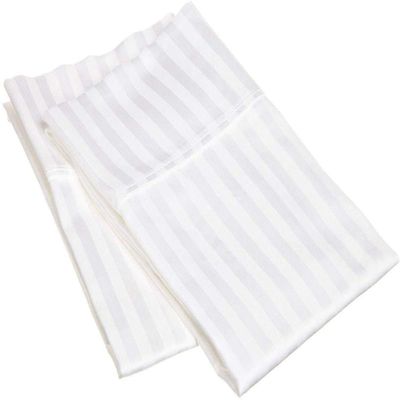 400 Thread Count Fitted Sheets Set of 3 Piece - Luxury and Extra Soft 100% Egyptian Cotton Sheets with 16" Deep Pocket Mattress Covers & Protectors - White Stripe,Full-XXL Size.
