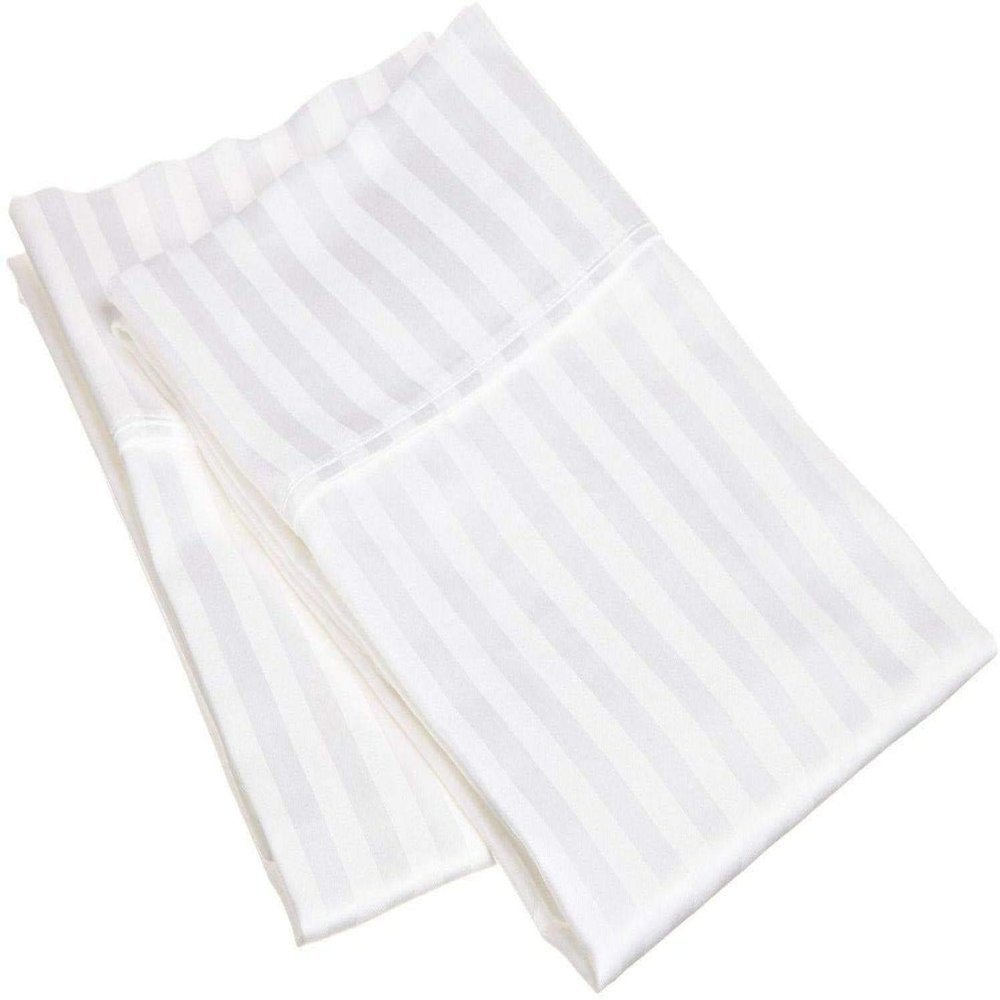 400 Thread Count Fitted Sheets Set of 3 Piece - Luxury and Extra Soft 100% Egyptian Cotton Sheets with 16" Deep Pocket Mattress Covers & Protectors - White Stripe,Full-XXL Size.