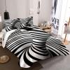 QQXX 3D Vortex Duvet Cover Set with Pillowcases, Ultra Soft Microfiber Comforter Cover Sets,Breathable Washed Printed Bedding Set for Teens Bedroom Decor(Full(79"x90"), E) view 1