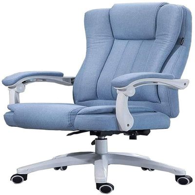 Katzowen Home Office Chair Swivel Desk Chair Gaming Chair with 74 cm High Back Large Seat and Tilt Function Office Chair Linen Fabric Relax Completely (Color : Light Blue)