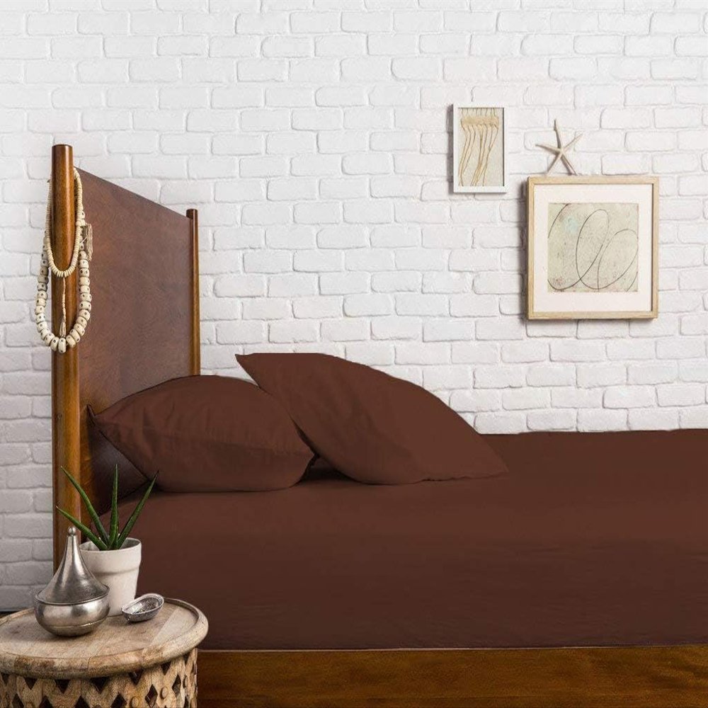 400 Thread Count Fitted Sheets Set of 3 Piece - Luxury and Extra Soft 100% Egyptian Cotton Sheets with 22" Deep Pocket Mattress Covers & Protectors - Chocolate Solid,Queen Size.