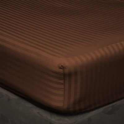 400 Thread Count Fitted Sheets Set of 3 Piece - Luxury and Extra Soft 100% Egyptian Cotton Sheets with 15" Deep Pocket Mattress Covers & Protectors - Chocolate Stripe,Full-XL Size.
