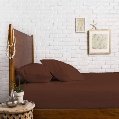 400 Thread Count Fitted Sheets Set of 3 Piece - Luxury and Extra Soft 100% Egyptian Cotton Sheets with 30" Deep Pocket Mattress Covers & Protectors - Chocolate Solid,Olympic Queen Size.