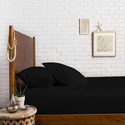 400 Thread Count Fitted Sheets Set of 3 Piece - Luxury and Extra Soft 100% Egyptian Cotton Sheets with 16" Deep Pocket Mattress Covers & Protectors - Black Solid,Twin-XXL Size.