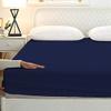 400 Thread Count Fitted Sheets Set of 3 Piece - Luxury and Extra Soft 100% Egyptian Cotton Sheets with 16" Deep Pocket Mattress Covers & Protectors - Navy Blue Solid,Olympic Queen Size. view 2