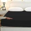 400 Thread Count Fitted Sheets Set of 3 Piece - Luxury and Extra Soft 100% Egyptian Cotton Sheets with 15" Deep Pocket Mattress Covers & Protectors - Black Solid,Olympic Queen Size. view 2