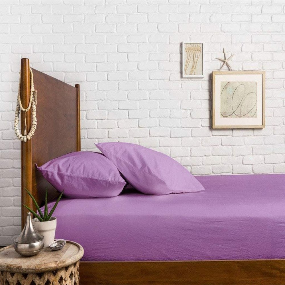 400 Thread Count Fitted Sheets Set of 3 Piece - Luxury and Extra Soft 100% Egyptian Cotton Sheets with 18" Deep Pocket Mattress Covers & Protectors - Lavender Solid,Twin-XL Size.