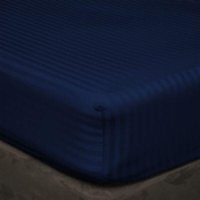 400 Thread Count Fitted Sheets Set of 3 Piece - Luxury and Extra Soft 100% Egyptian Cotton Sheets with 22" Deep Pocket Mattress Covers & Protectors - Navy Blue Stripe,Twin-XXL Size.