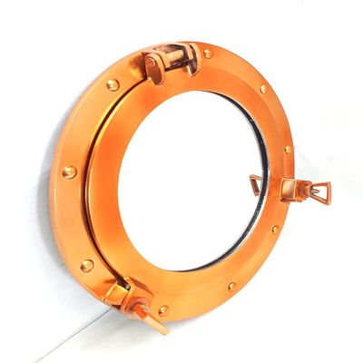 A HALLOWEEN STORE 12" Metal Crafted Copper Polished Finish Aluminum Porthole Bathroom Mirror Home Decor