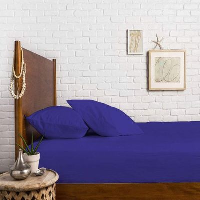 400 Thread Count Fitted Sheets Set of 3 Piece - Luxury and Extra Soft 100% Egyptian Cotton Sheets with 30" Deep Pocket Mattress Covers & Protectors - Royal Blue Solid,Twin Size.