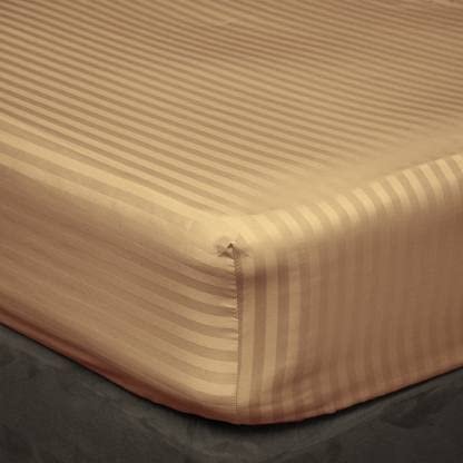 400 Thread Count Fitted Sheets Set of 3 Piece - Luxury and Extra Soft 100% Egyptian Cotton Sheets with 18" Deep Pocket Mattress Covers & Protectors - Taupe Stripe,Olympic Queen Size.