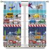 SXXLDNG Kids Boys Construction Curtains Cartoon Colorful Cars Tractor Truck Airplane 2 Panels Window Treatment Set for for Boys Girls Bedroom Living Room, W55 x L63 Inch Blackout view 2