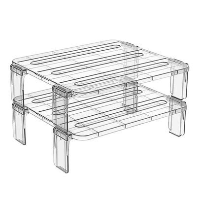 2Pcs Fridge Organizer Fridge Rack Kitchen Racks Kitchen Items Stackable Shelf Layered Shelf (Color : Deep Green)