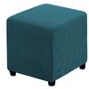 RHYII Ottoman Covers Slipcover Square Jacquard Fabric Footstool Protector Covers Storage Stool Ottoman Covers Stretch with Elastic Bottom Small Deep Teal view 1