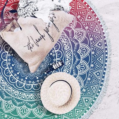 59 inchRound Beach Blanket; Round Towel Ultra bsorbent -Green Green