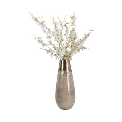 Sagebrook Home Glass, 15" Metallic Vase, Champagne, Cylinder, Glass, Contemporary, 6" L X 6" W X 15" H, Abstract