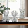 Sagebrook Home Set of 3 Elephant Figurines - Resin Polyresin Decorative Sculptures - Glam Style Home & Office Decor - Meditation and Yoga Inspired Accents - 9" White view 2