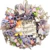 23 Easter Ribbon Wreath Bunny Gnome in Pink, Purple & White Handmade W6 view 1