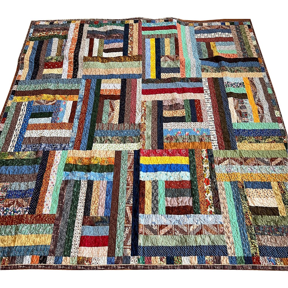 Dockside Designs Quilting Handmade Patchwork Lap Quilt, Scrappy Sofa Throw, Ready to Ship - 69-1/2 Wide x 91 Long