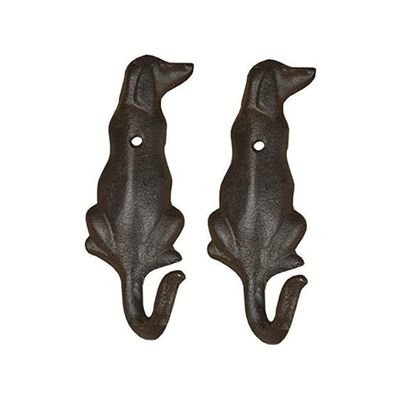 Kassbest Retro Cast Iron Dog Hooks for Wall - Decorative Coat, Hat, Key Hanger - Heavy Duty Animal Design Wall Mounted Decor - 2 Pack