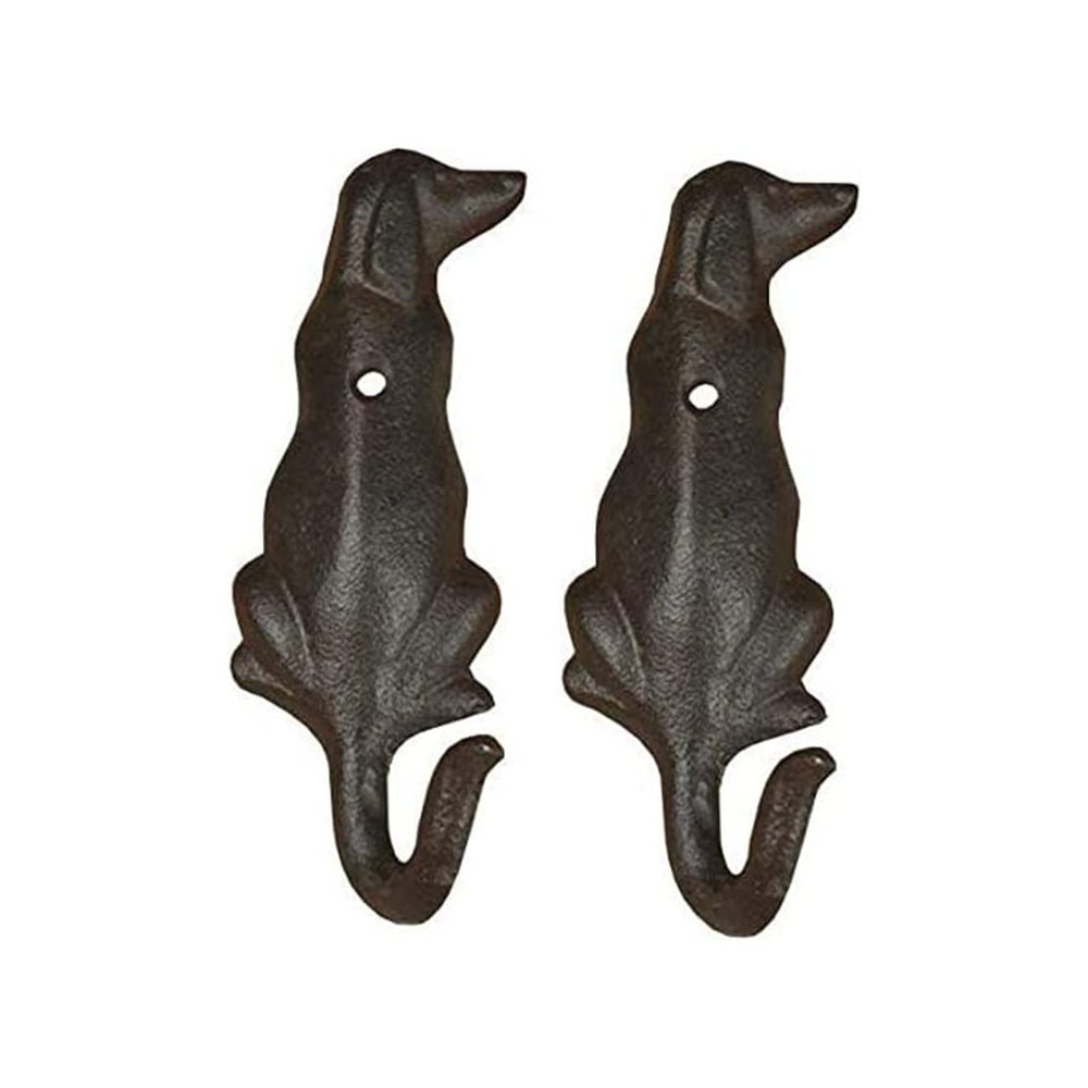 Kassbest Retro Cast Iron Dog Hooks for Wall - Decorative Coat, Hat, Key Hanger - Heavy Duty Animal Design Wall Mounted Decor - 2 Pack