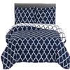 Royal Tradition 7PC Bedspread Set -Queen Size- Meridian Navy Printed Quilted Wrinkle-Free Microfiber Includes: 3PC Coverlet Set and 4PC Sheets Set view 1