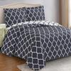 Royal Tradition 7PC Bedspread Set -Queen Size- Meridian Navy Printed Quilted Wrinkle-Free Microfiber Includes: 3PC Coverlet Set and 4PC Sheets Set view 2
