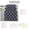 Royal Tradition 7PC Bedspread Set -Queen Size- Meridian Navy Printed Quilted Wrinkle-Free Microfiber Includes: 3PC Coverlet Set and 4PC Sheets Set view 4