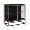 36-inch Gunmetal and Brass Finished Iron Glass 2-Door Sideboard Black Modern Contemporary Metal Painted Doors view 2
