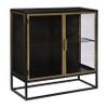 36-inch Gunmetal and Brass Finished Iron Glass 2-Door Sideboard Black Modern Contemporary Metal Painted Doors view 3