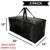 BAG-THAT! 4-Pack Black Moving Bags, Extra Large Storage Bags with Zipper, Water Resistant Packing Bags for Moving Supplies, Heavy Duty Moving Totes with Carrying Handle view 2